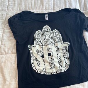Black Graphic T-Shirt with White Design